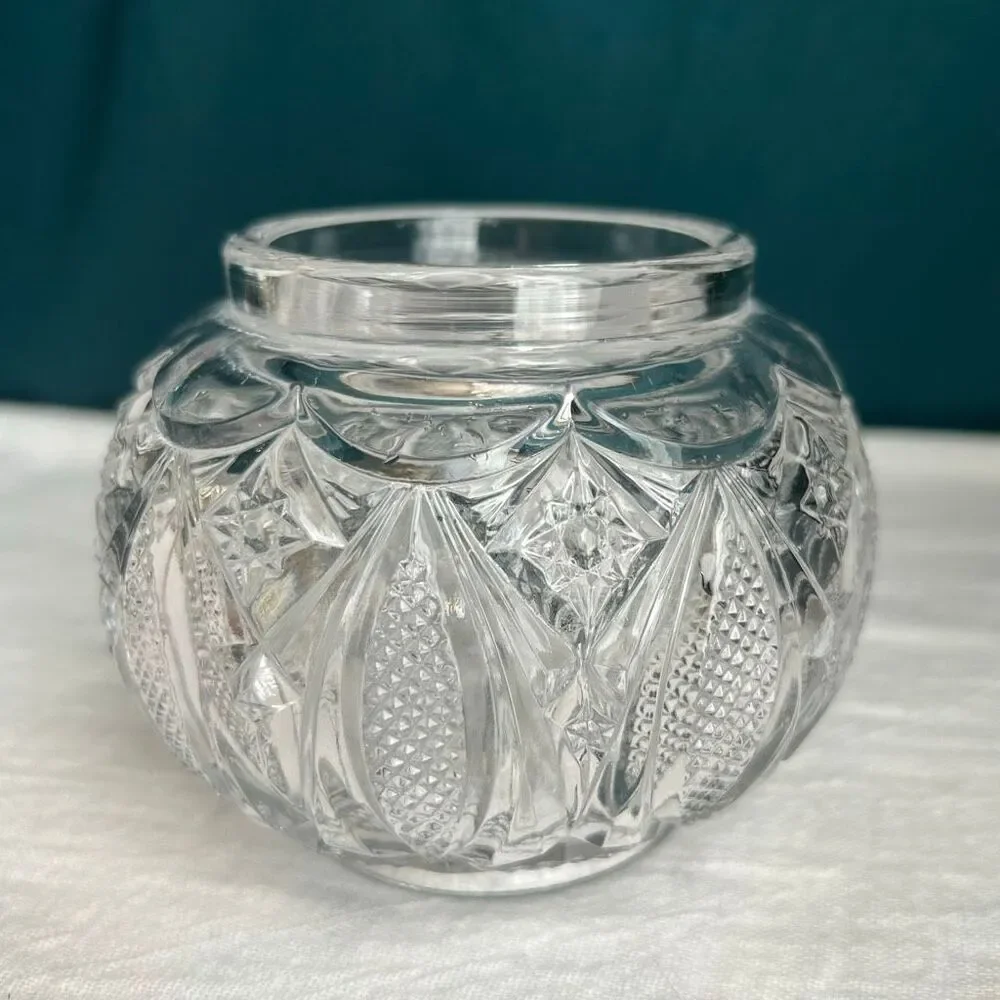 Co-operative Flint Glass Co. Rose Bud Vase Puff Jar
